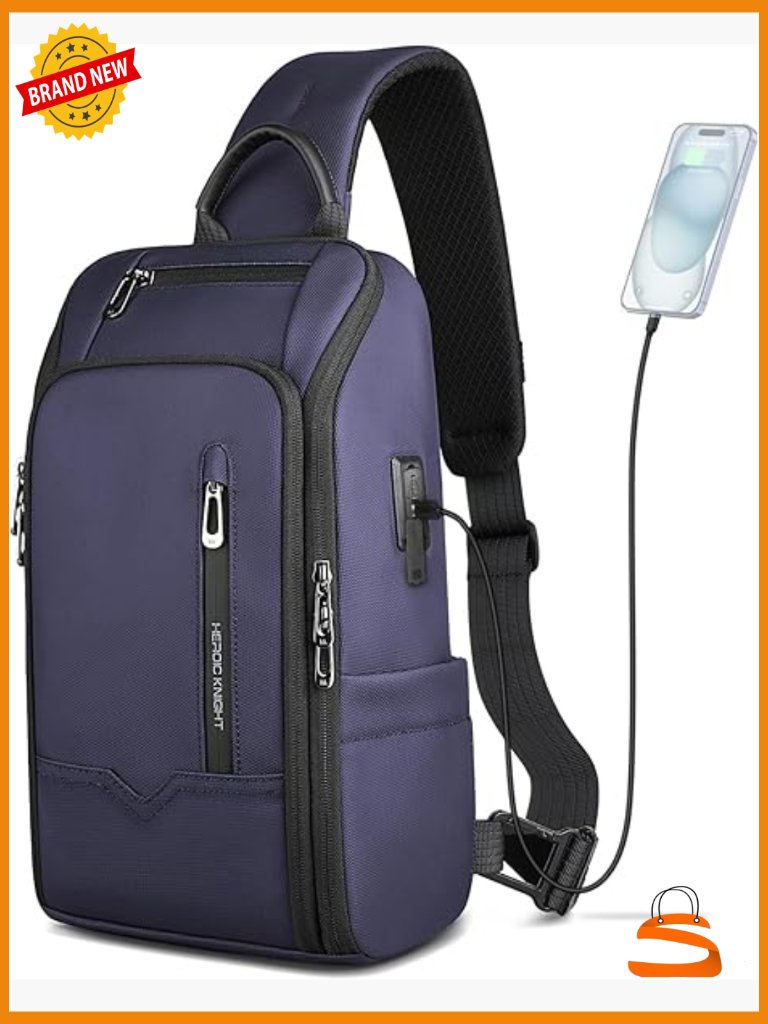 Waterproof Sling Crossbody Backpack With Usb Charging Port, Anti Theft Daypack